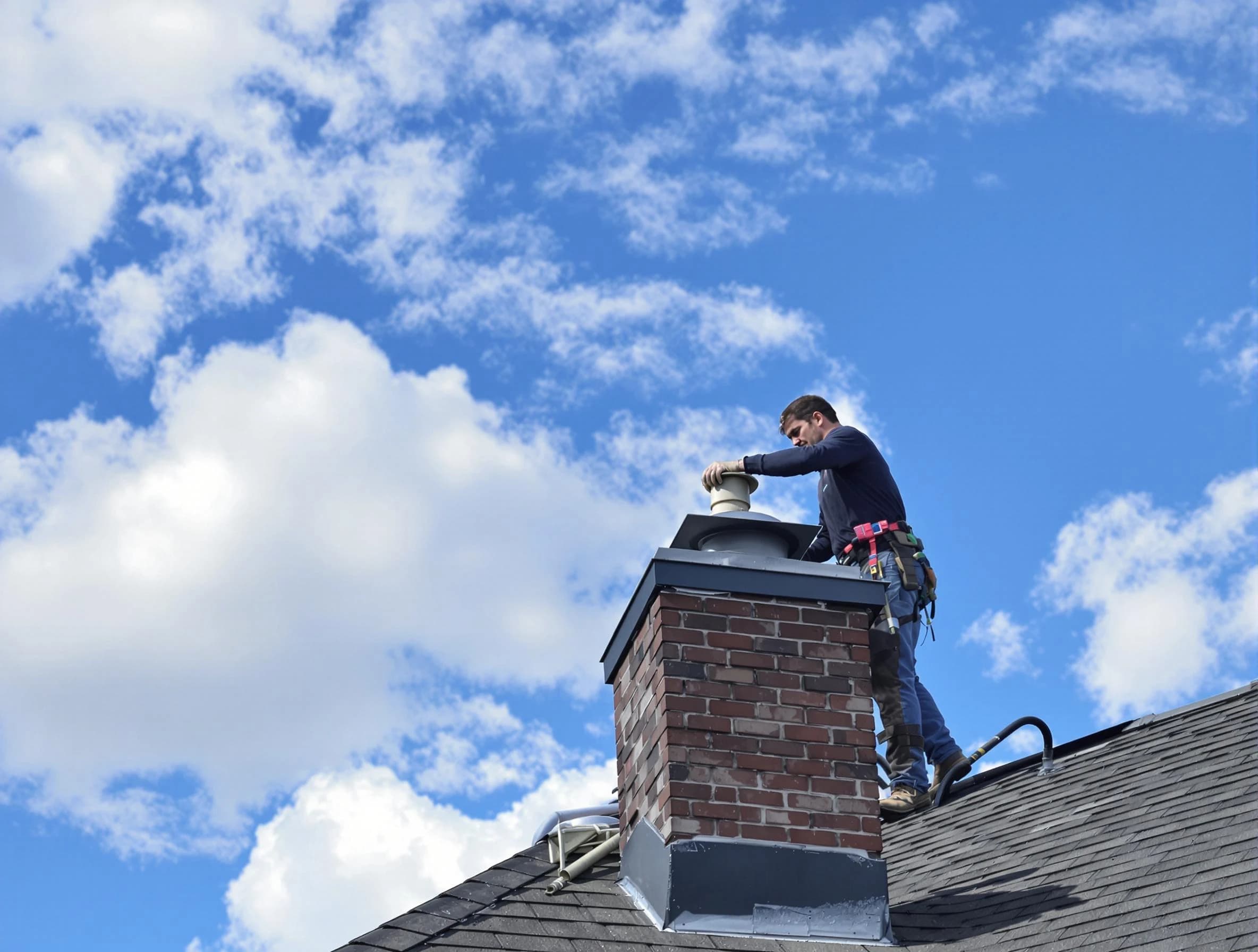 Canton Chimney Sweep installing a sturdy chimney cap in Canton, MA