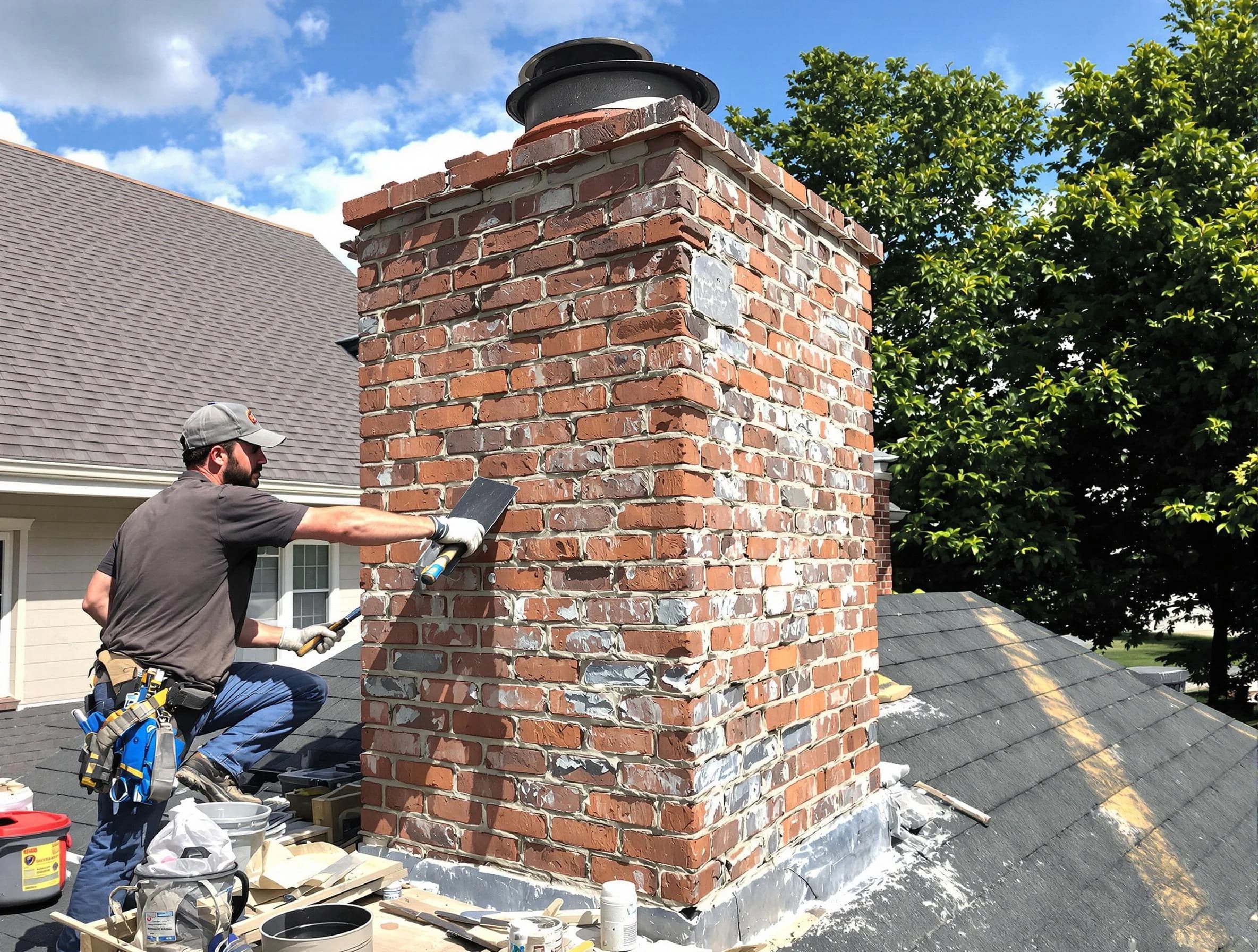 Completed chimney rebuild by Canton Chimney Sweep in Canton, MA