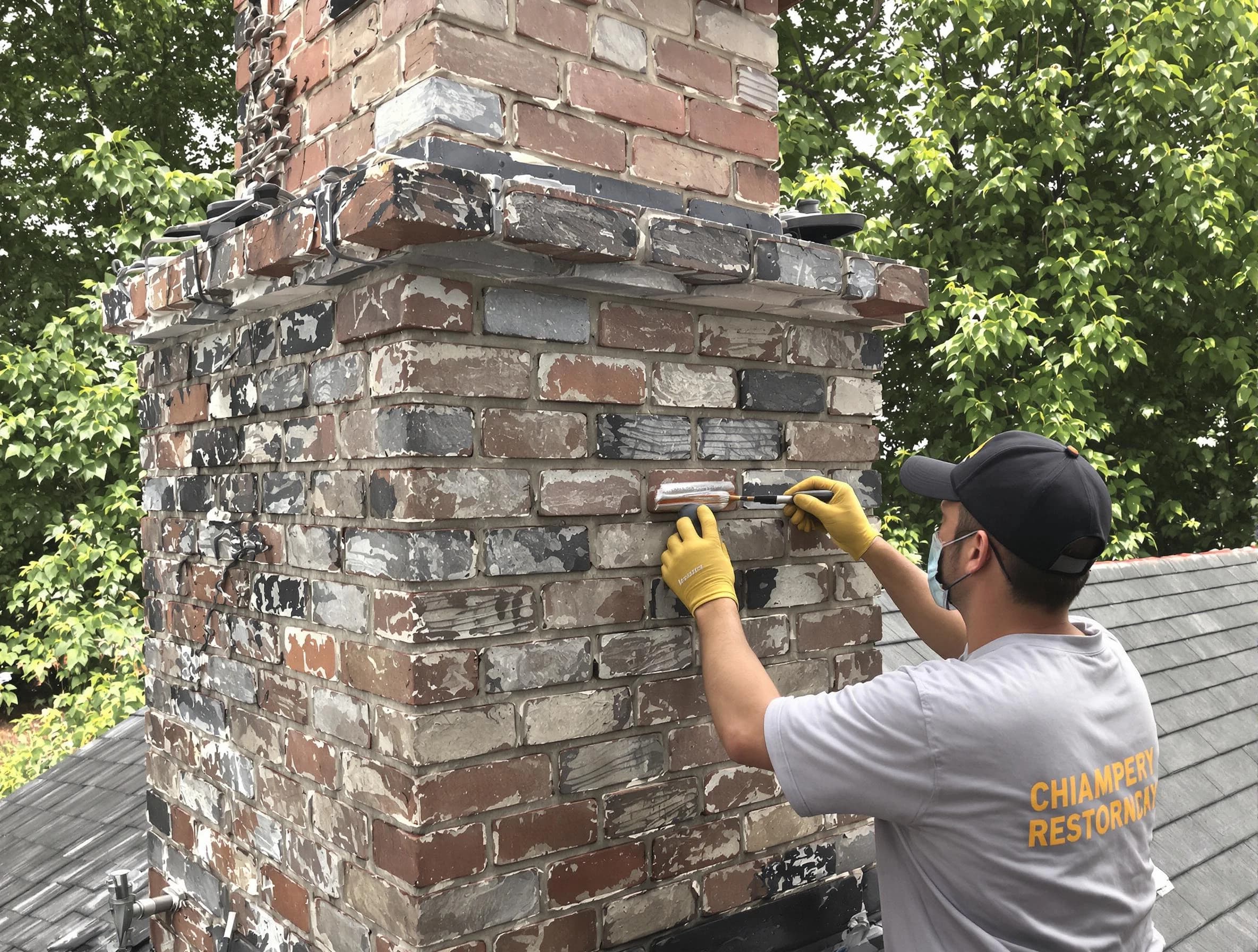 In-progress chimney restoration by Canton Chimney Sweep in Canton, MA