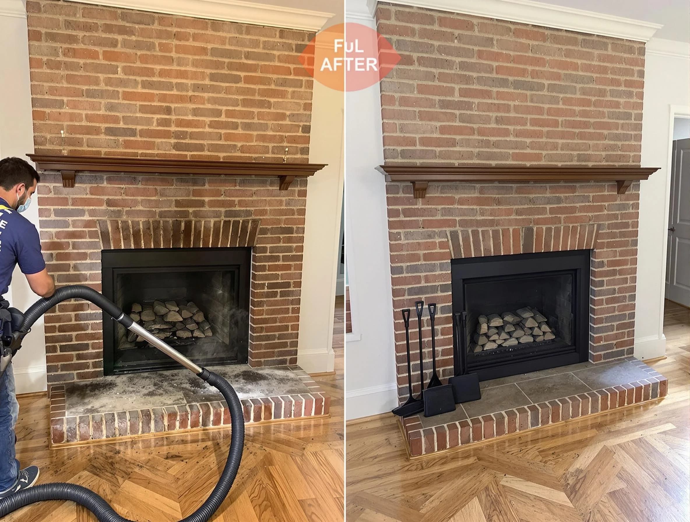 Canton Chimney Sweep carefully sanitizing a fireplace in Canton, MA