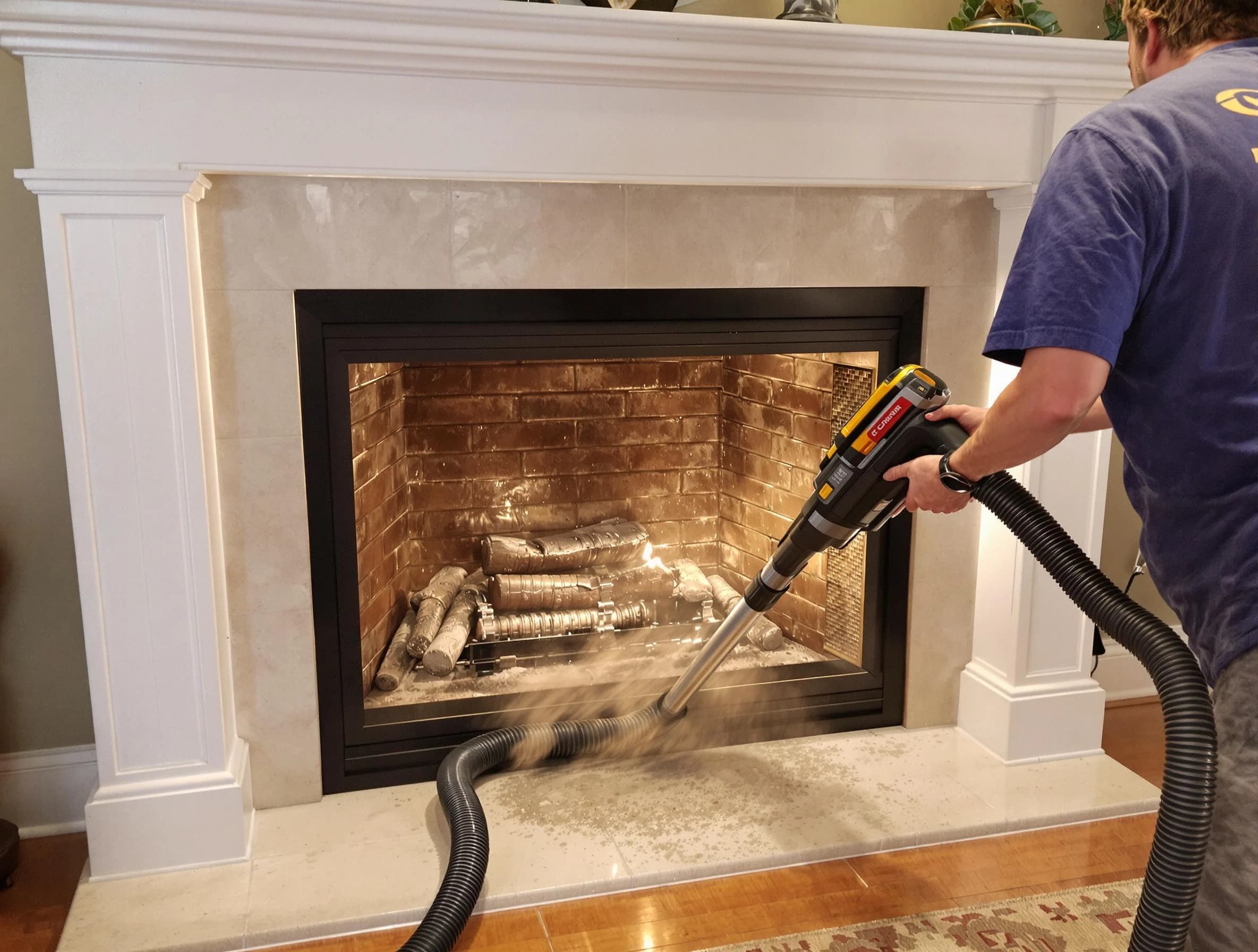 Fireplace cleaning performed by Canton Chimney Sweep in Canton, MA
