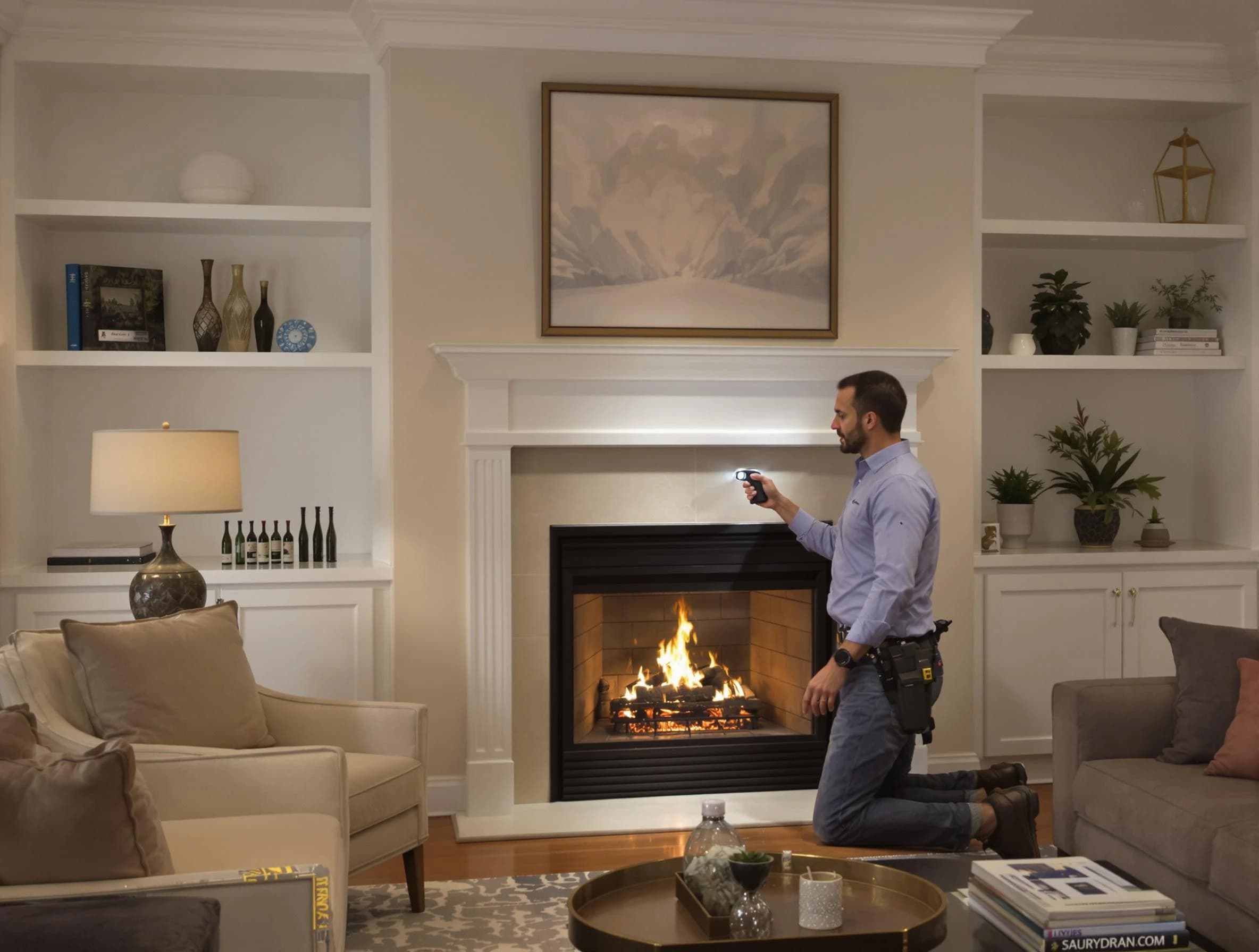 Canton Chimney Sweep conducting a fireplace safety inspection in Canton, MA