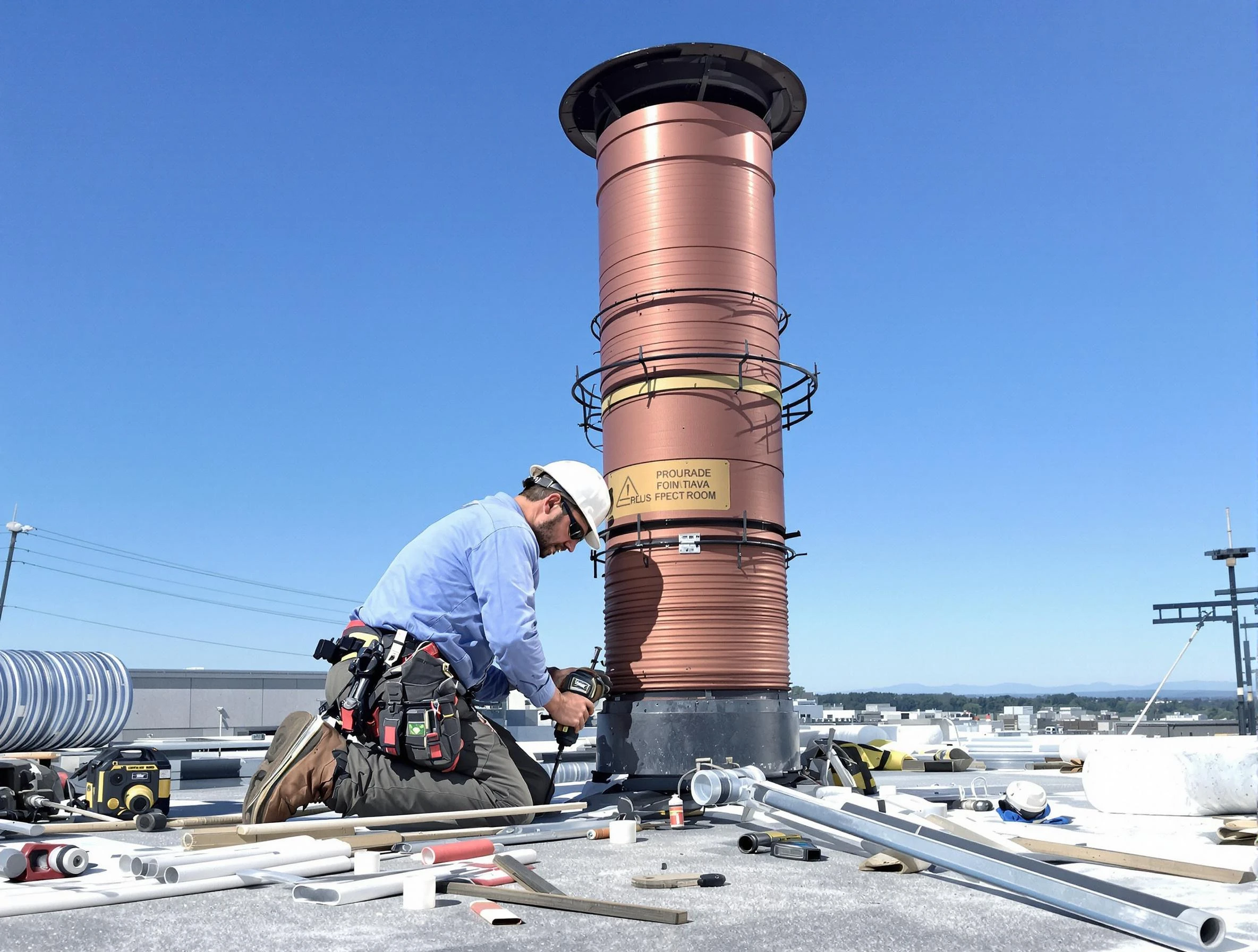 Installed chimney liner by Canton Chimney Sweep in Canton, MA