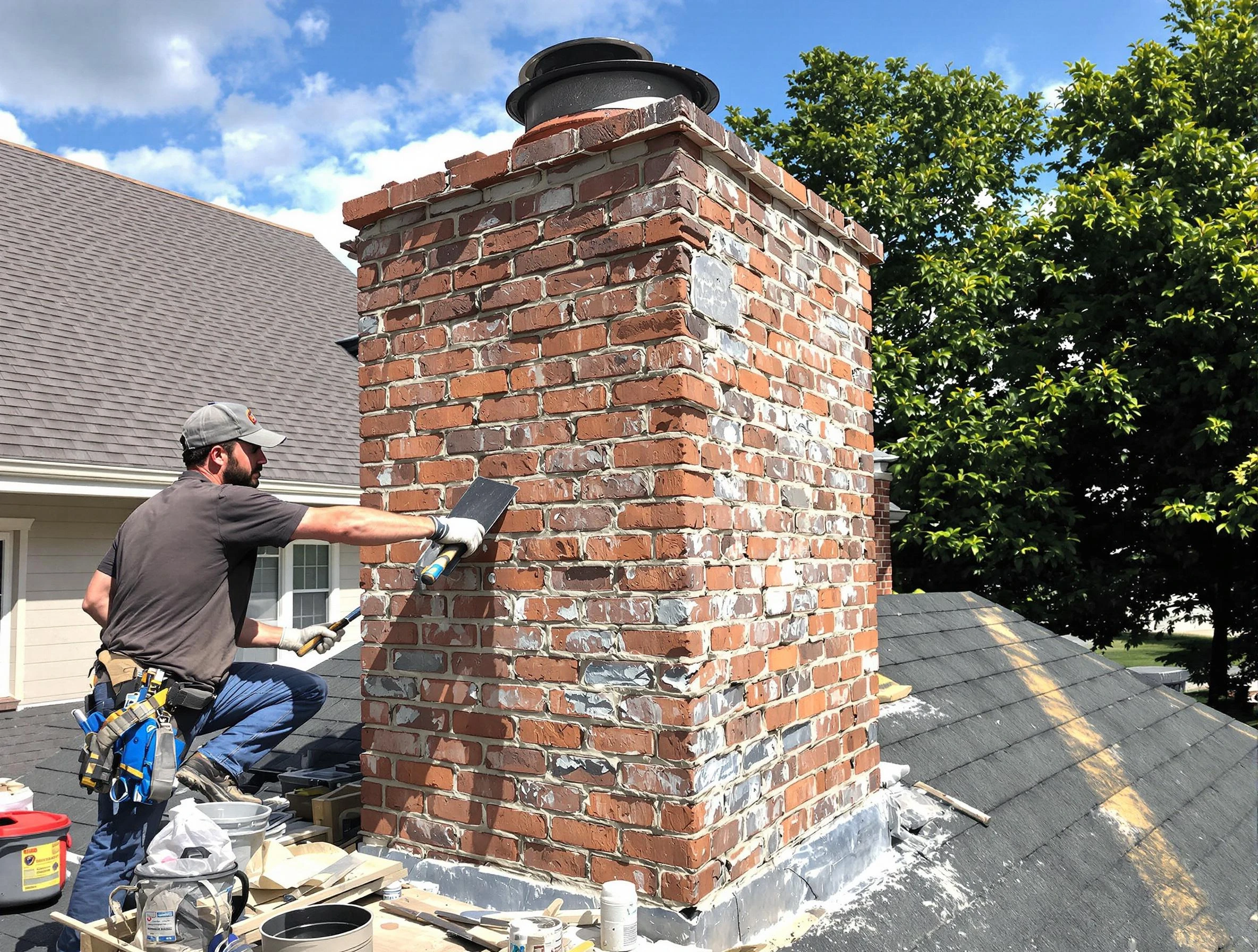 Completed chimney rebuild by Canton Chimney Sweep in Canton, MA